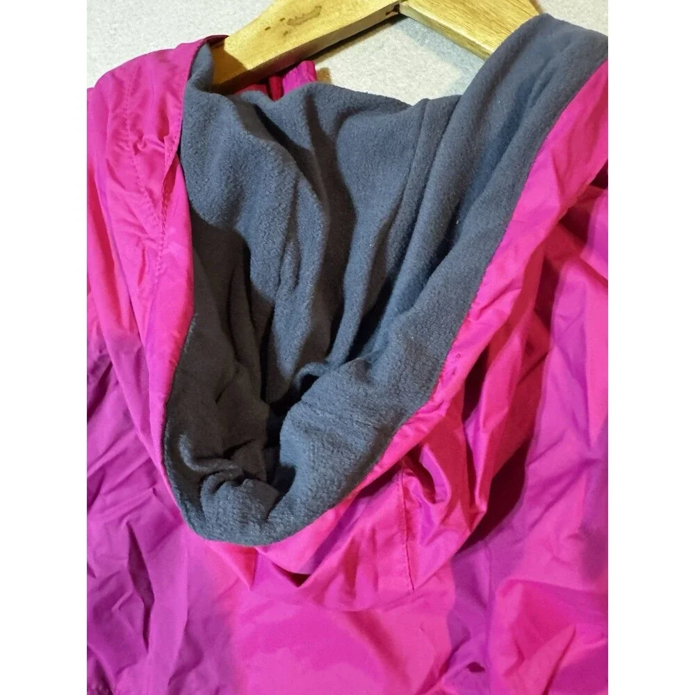 Columbia Rain Jacket Girl's L Pink Navy Hooded Full-Zip Windbreaker Outdoor